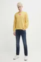 Bombažen pulover HUGO rumena