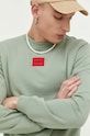 HUGO bluza bawełniana zielony 50447964