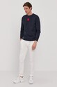 Βαμβακερή μπλούζα HUGO 50447964 σκούρο μπλε AW25