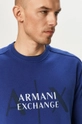 tmavomodrá Bavlnená mikina Armani Exchange