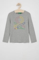 szary United Colors of Benetton Longsleeve dziecięcy Dziewczęcy