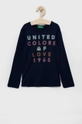 granatowy United Colors of Benetton Longsleeve dziecięcy Dziewczęcy