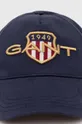 Βαμβακερό καπέλο του μπέιζμπολ Gant σκούρο μπλε