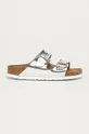 silver Birkenstock leather sliders Arizona Women’s