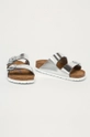 Birkenstock klapki skórzane Arizona SFB srebrny