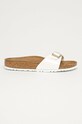 Birkenstock papuci Madrid imitatie de piele lacuita alb 1005310