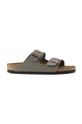 Birkenstock sliders faux grain leather gray 151211.D