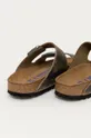 Birkenstock leather sliders Uppers: Natural leather Inside: Suede Outsole: Synthetic material