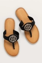 fekete Tommy Hilfiger bőr flip-flop