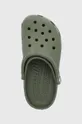 green Crocs sliders