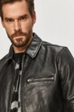 czarny AllSaints - Kurtka skórzana CLAY LEATHER JACKET