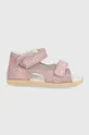 розовый Детские кожаные сандалии Mrugała Для девочек