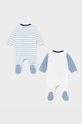 Mayoral Newborn - Pajacyk niemowlęcy 55-86 cm (2-pack) niebieski