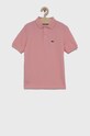 Dětská bavlněná polokošile Lacoste s límečkem růžová PJ2909