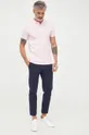 Βαμβακερό μπλουζάκι πόλο Gant ροζ