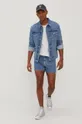 Rifľové krátke nohavice Calvin Klein Jeans modrá