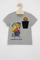 szary United Colors of Benetton T-shirt bawełniany dziecięcy Chłopięcy