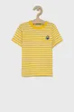 żółty United Colors of Benetton T-shirt bawełniany dziecięcy Chłopięcy