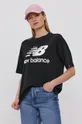 czarny New Balance T-shirt WT03519BK