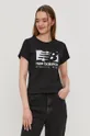 czarny New Balance T-shirt WT11507BK Damski