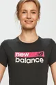 czarny New Balance T-shirt WT03806BM Damski