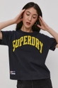 Superdry T-shirt bawełniany granatowy