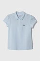 Lacoste Детская хлопковая футболка аппликация голубой PJ3594