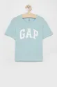 niebieski GAP T-shirt bawełniany dziecięcy Dziewczęcy