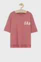 różowy GAP T-shirt bawełniany dziecięcy Dziewczęcy