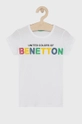 білий Дитяча бавовняна футболка United Colors of Benetton Для дівчаток