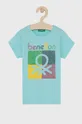 türkiz United Colors of Benetton gyerek pamut póló Lány
