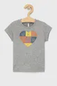 szary United Colors of Benetton T-shirt bawełniany dziecięcy Dziewczęcy