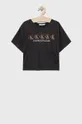 czarny Calvin Klein Jeans T-shirt bawełniany dziecięcy IG0IG00895.4891 Dziewczęcy