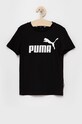 Puma t-shirt bawełniany dziecięcy 586960 czarny AW24