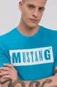 niebieski Mustang T-shirt bawełniany