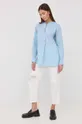 Хлопковая блузка Victoria Beckham голубой