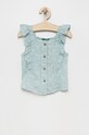 United Colors of Benetton bluza din in cu modele turcoaz 5WWRCQ007.G