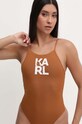 Karl Lagerfeld costum de baie dintr-o bucată moale maro KL22WOP01