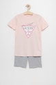 Guess piżama dziecięca komplet różowy H1BJ10.K8HM0