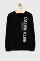črna Calvin Klein Jeans bombažni otroški pulover Fantovski