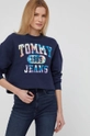 granatowy Tommy Jeans Bluza bawełniana DW0DW12048.PPYY