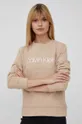 μπεζ Βαμβακερή μπλούζα Calvin Klein