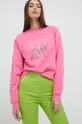 Βαμβακερή μπλούζα Guess ροζ