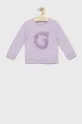 фіолетовий Дитяча бавовняна кофта Guess Для дівчаток