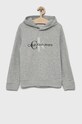 Detská mikina Calvin Klein Jeans s kapucňou sivá IG0IG01278.PPYY