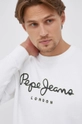 biały Pepe Jeans Bluza bawełniana George Crew