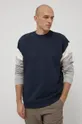 mornarsko modra Jack Wolfskin bombažni pulover Moški