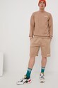 Pamučna dukserica Ellesse SHM13145 smeđa SS22