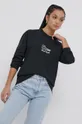 Bavlněné tričko s dlouhým rukávem Converse černá