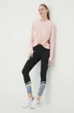 Βαμβακερή μπλούζα με μακριά μανίκια DKNY ροζ